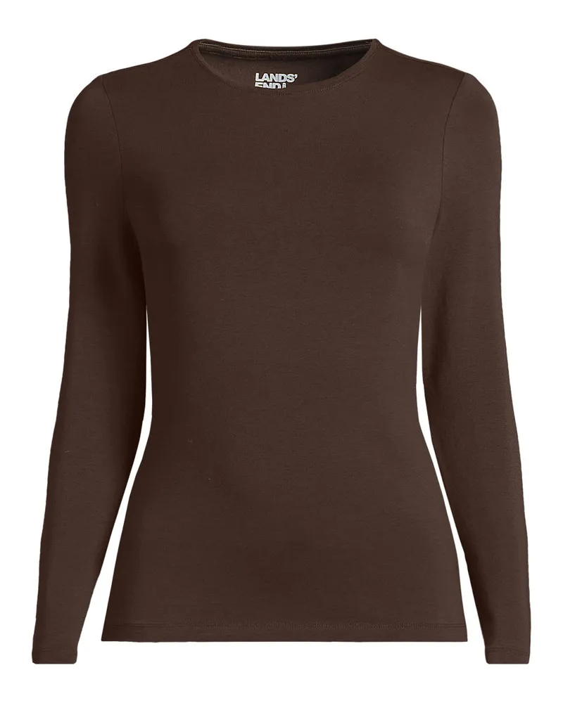 Lands' End Shirt aus Baumwolle/Modal-Mix mit Rundausschnitt, Damen, Größe regular, Braun, Elasthan/Baumwolle Modal, by Braun