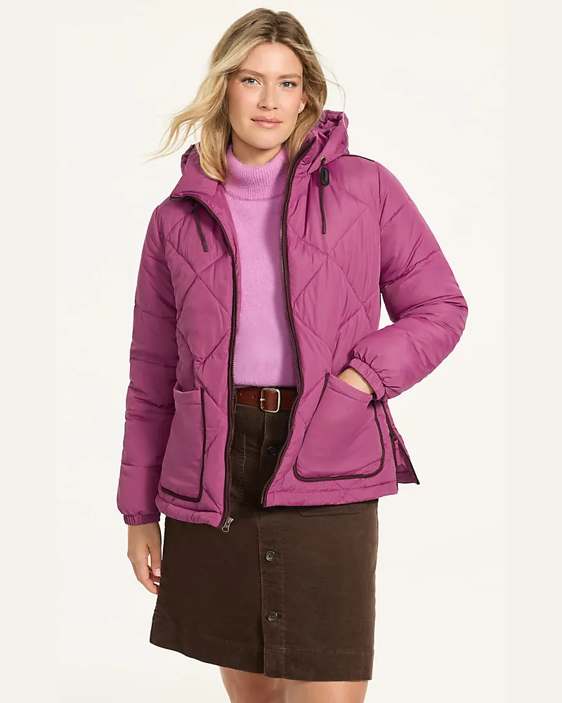 Lands' End Isolierte FeatherFree™ Kapuzen-Steppjacke, Damen, Größe petite, Rot, Polyester, by Rot