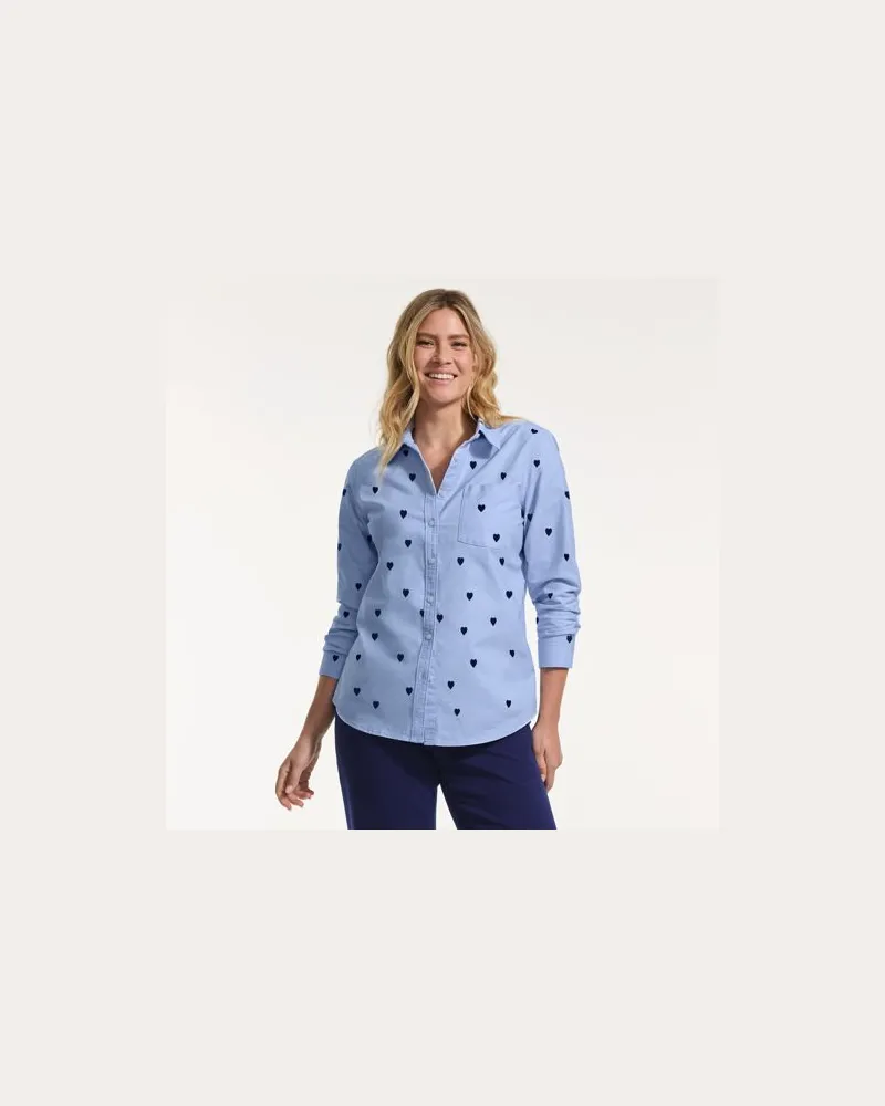 Lands' End Langarm Oxford-Hemdbluse, Damen, Größe regular, Blau, Baumwolle, by Blau