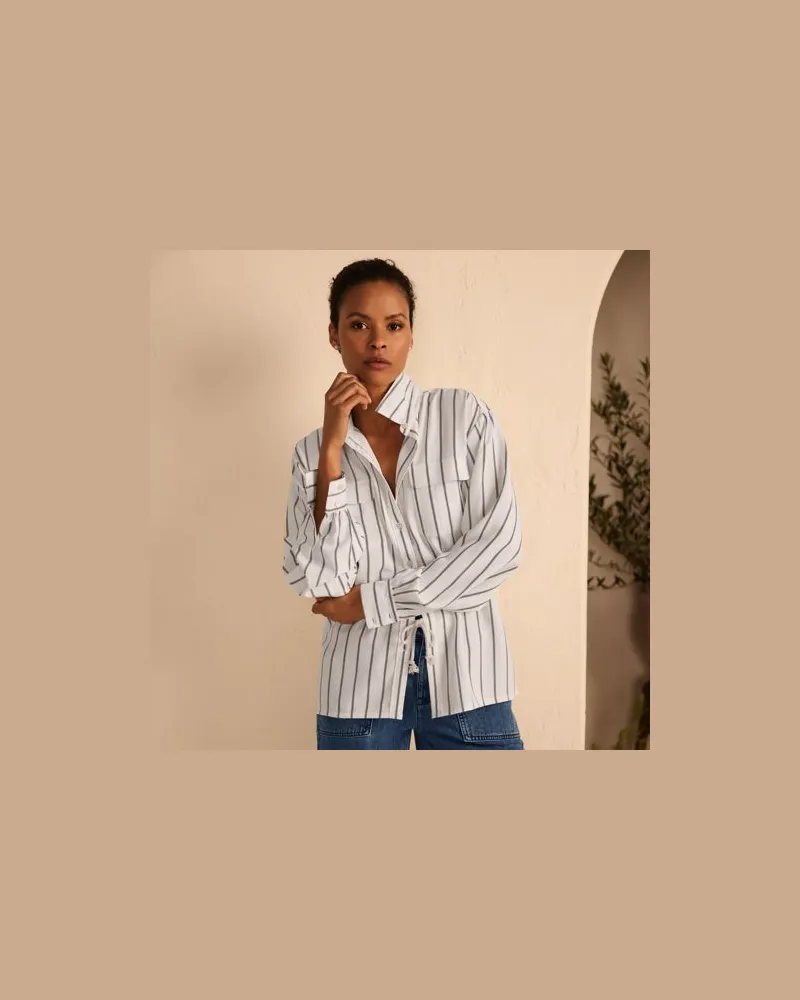 Lands' End Utility-Bluse Knitterfrei, Damen, Größe:40-42 regular, Weiß, Polyester, by Weiß