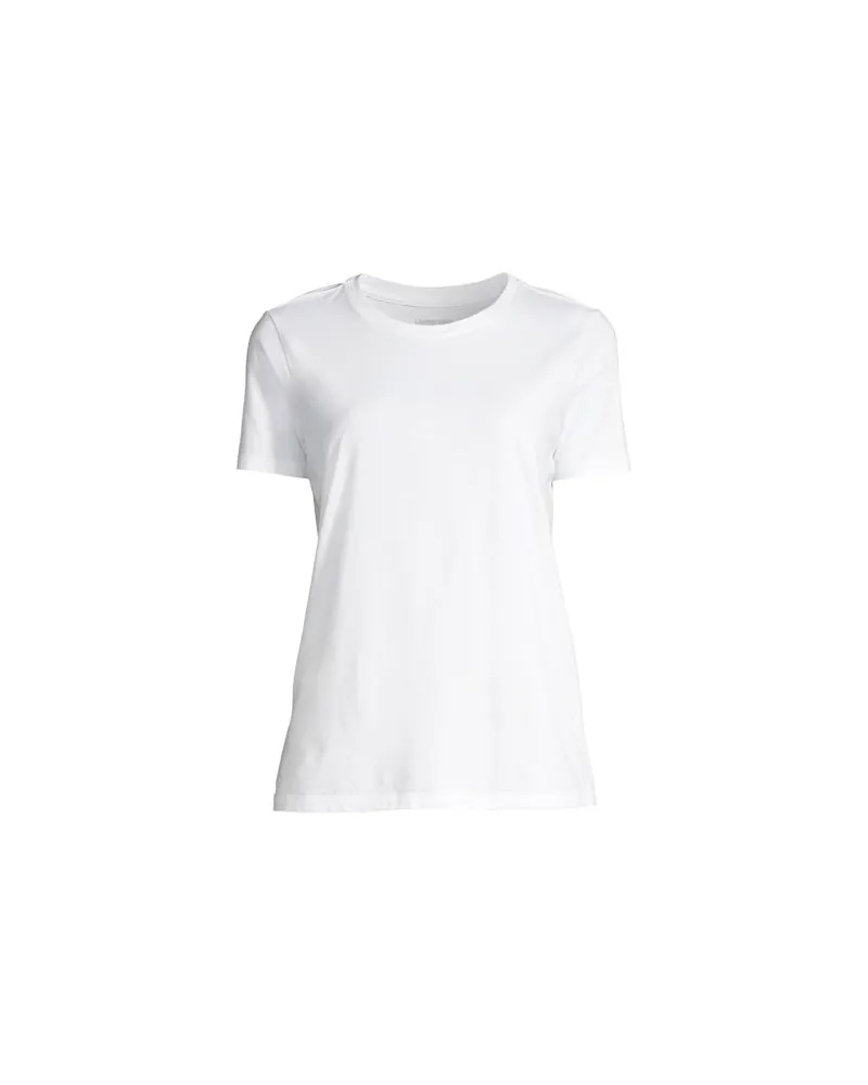 Lands' End Supima Kurzarm-Shirt mit rundem Ausschnitt, Damen, Größe:44-46 regular, Weiß, Baumwolle, by Weiß