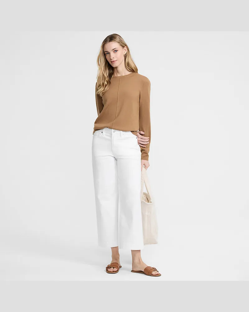 Lands' End Farbige Culotte-Jeans High Waist, Damen, Größe:34 petite, Weiß, Elasthan/Viskose/Baumwoll-Mischung, by Weiß