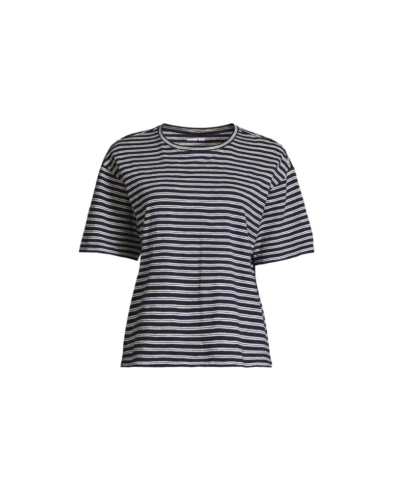 Lands' End Kastiges Flammgarnshirt mit kurzen Ärmeln, Damen, Größe plus, Blau, Baumwolle, by Blau