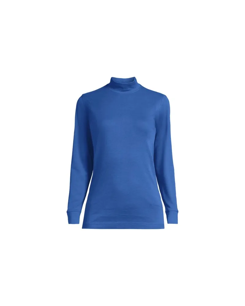 Lands' End Stehkragen-Shirt, Damen, Größe plus, Blau, Baumwolle, by Blau
