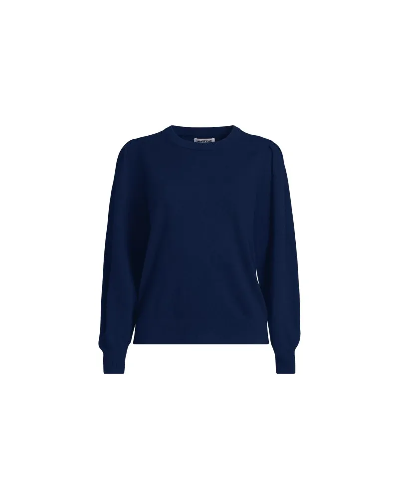 Lands' End Kaschmirpullover mit Puffärmeln, Damen, Größe plus, Blau, Kaschmir, by Blau