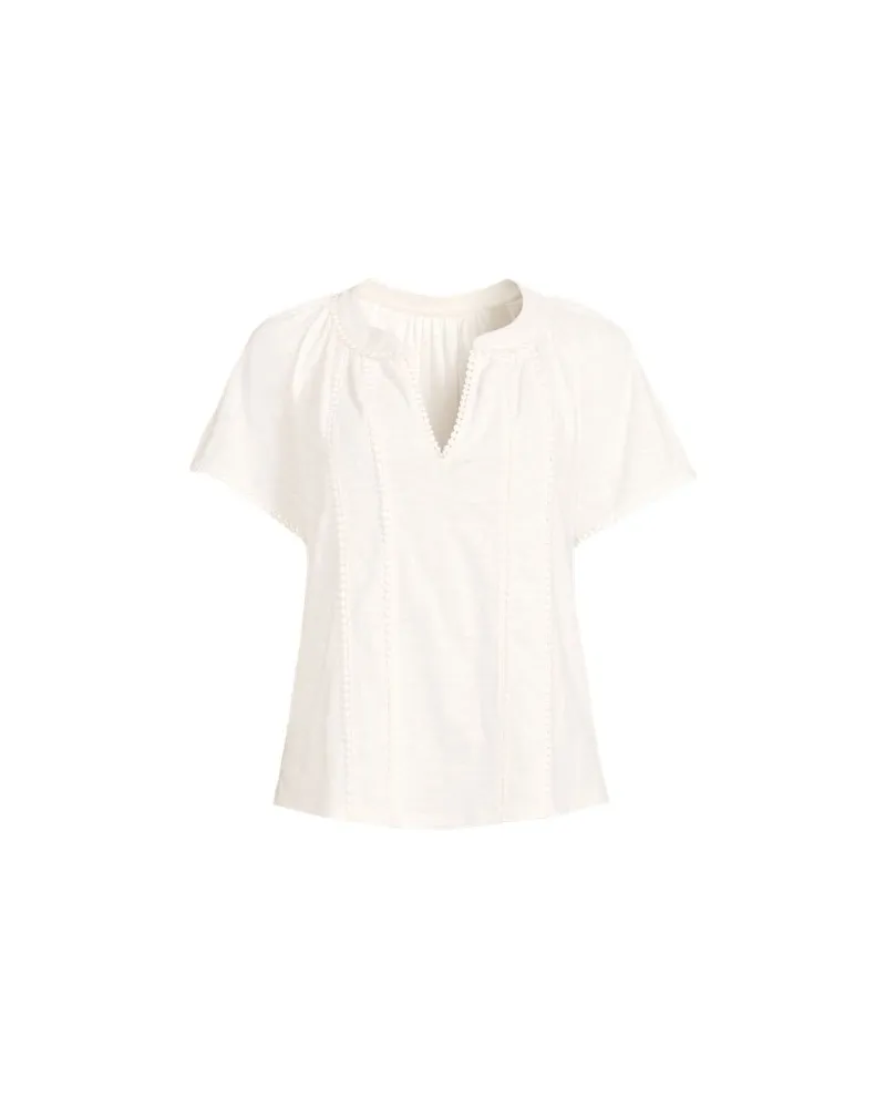 Lands' End Flammgarn-Shirt mit Tunika-Ausschnitt, Damen, Größe plus, Weiß, Baumwolle, by Weiß