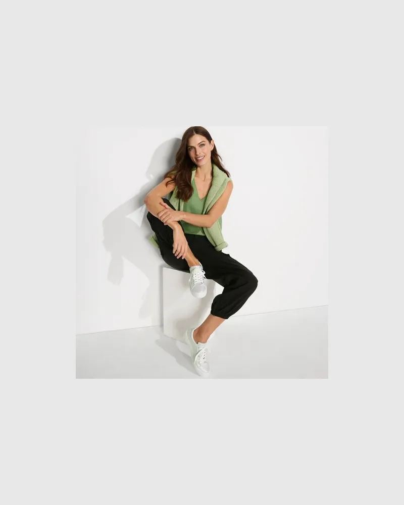 Lands' End Plateau-Sneaker mit Glitzer, Damen, Größe regular, Grau, Leder, by Grau