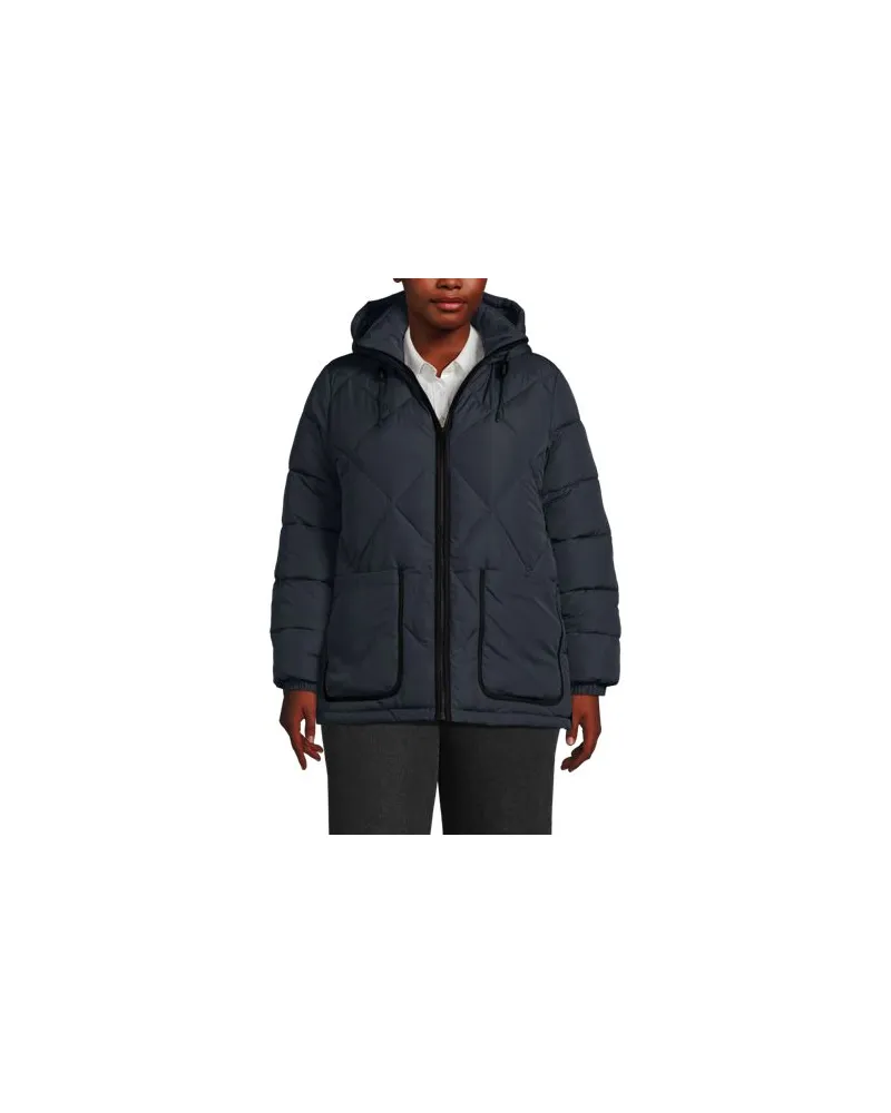 Lands' End Isolierte Kapuzen-Steppjacke, Damen, Größe plus, Grau, Polyester, by Grau