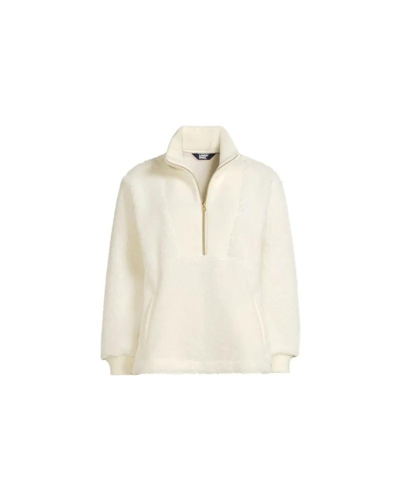 Lands' End Teddy-Pullover mit Reißverschluss, Damen, Größe plus, Weiß, Polyester, by Weiß
