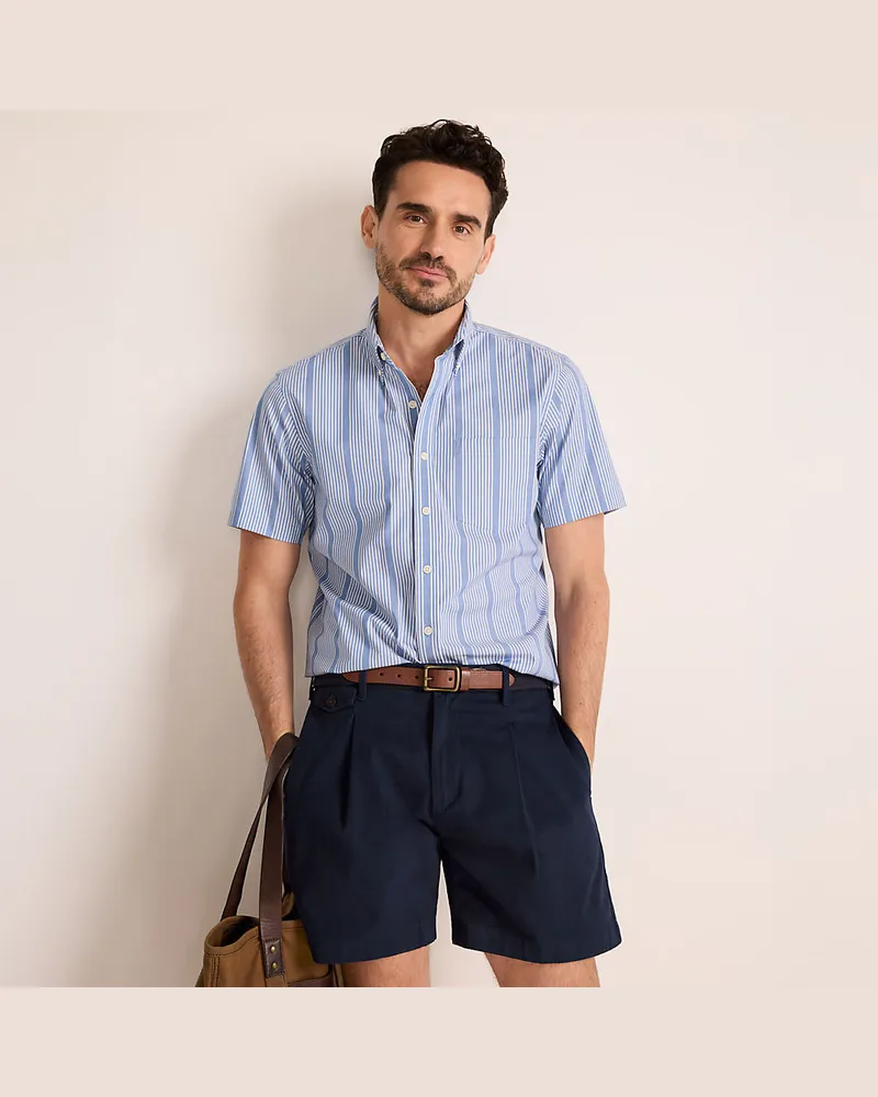 Lands' End Ultimativ-Hemd mit kurzen Ärmeln, Classic Fit, Herren, Größe regular, Blau, Elasthan/Baumwoll-Mischung/Polyester-Mischung, by Blau
