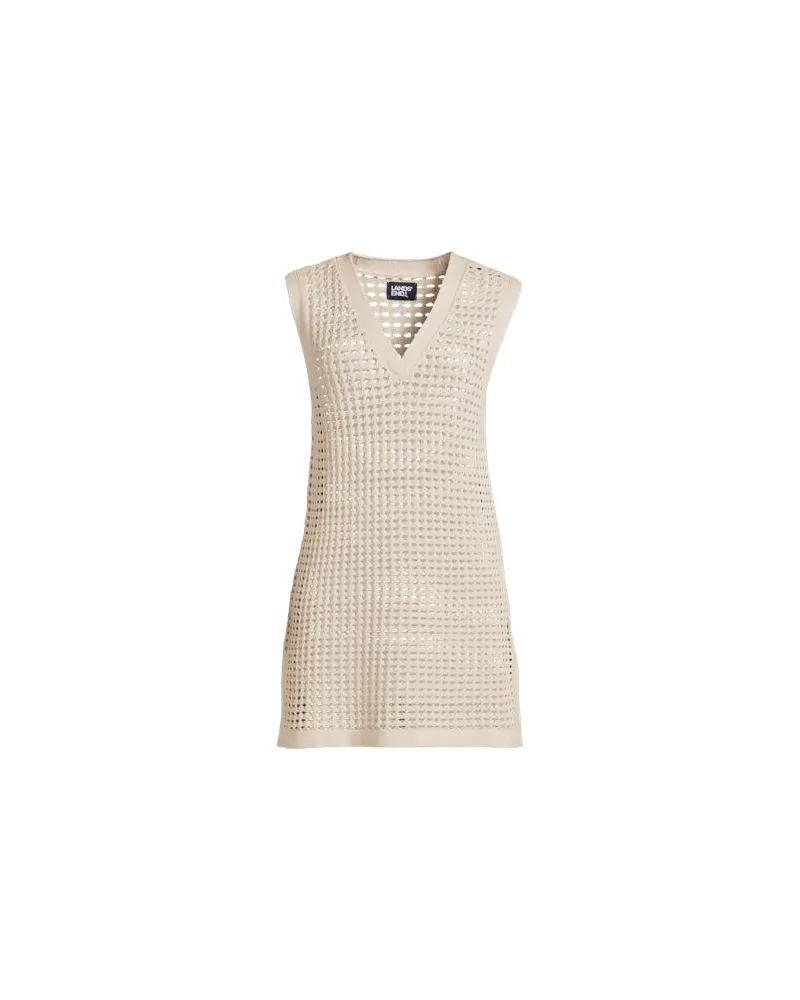 Lands' End Strick-Strandkleid mit V-Ausschnitt, Damen, Größe plus, Beige, Baumwolle, by Beige