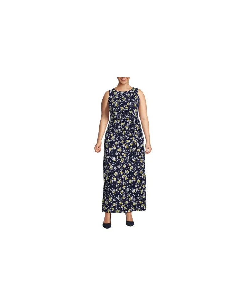 Lands' End Maxikleid aus Baumwolle/Modal mit Bindeband, Damen, Größe plus, Blau, Baumwolle Modal, by Blau
