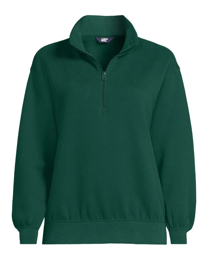 Lands' End Serious Sweats Pullover mit Reißverschluss, Damen, Größe plus, Grün, Baumwoll-Mischung/Polyester-Mischung, by Grün
