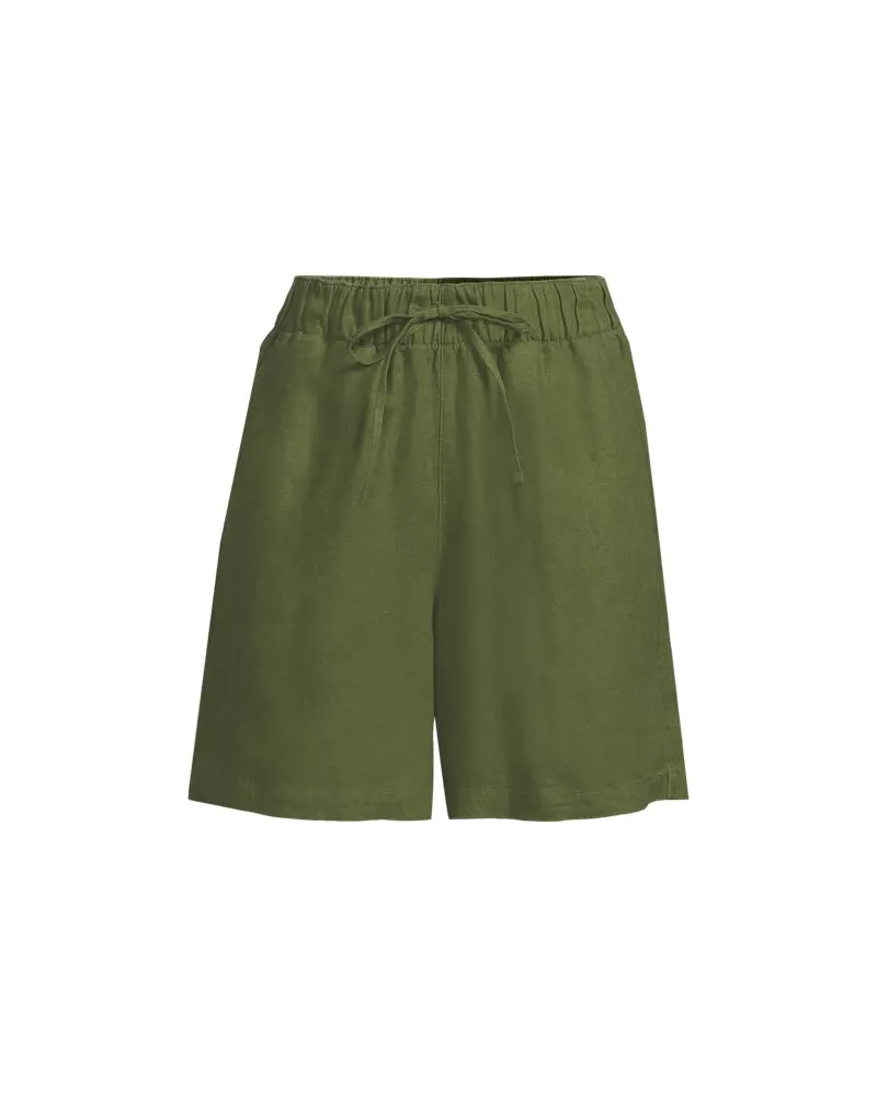 Lands' End Leinen-Schlupfshorts, Damen, Größe regular, Grün, Leinen, by Grün
