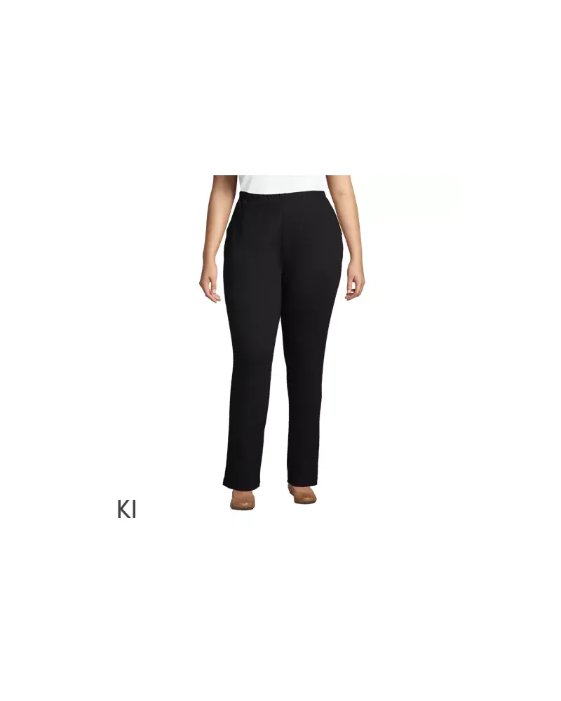 Lands' End Straight Fit Freizeithose SPORT KNIT, Damen, Größe plus, Schwarz, Baumwolle, by Schwarz
