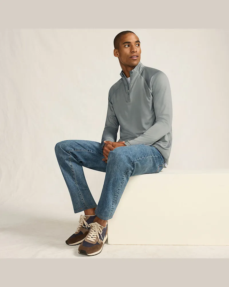 Lands' End Aktiv-Pullover mit Reißverschluss, Herren, Größe regular, Grau, Polyester, by Grau