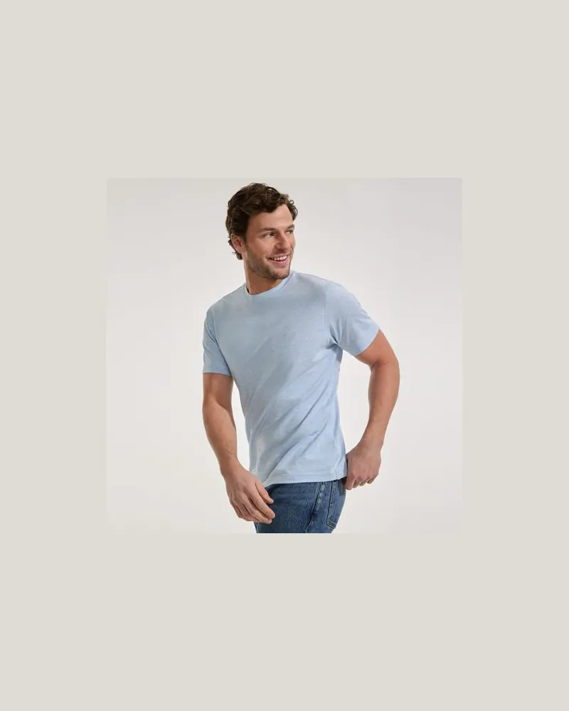 Lands' End Supima Kurzarm-Shirt mit Rundhalsausschnitt, Herren, Größe:60 regular, Blau, Baumwolle, by Blau