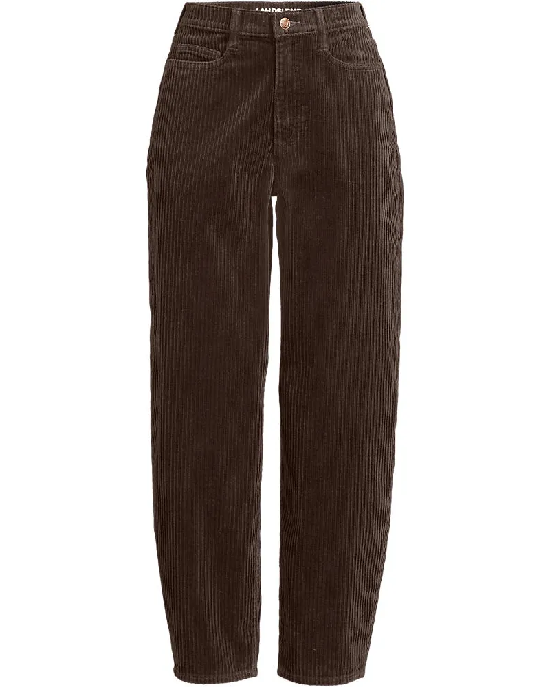 Lands' End Barrel-Feincordhose High Waist, Damen, Größe petite, Braun, Elasthan/Baumwoll-Mischung, by Braun