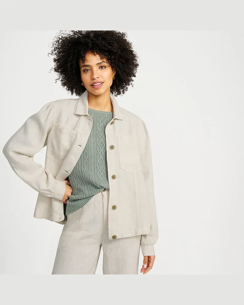 Lands' End Leinenjacke, Damen, Größe regular, Beige, Leinen, by Beige