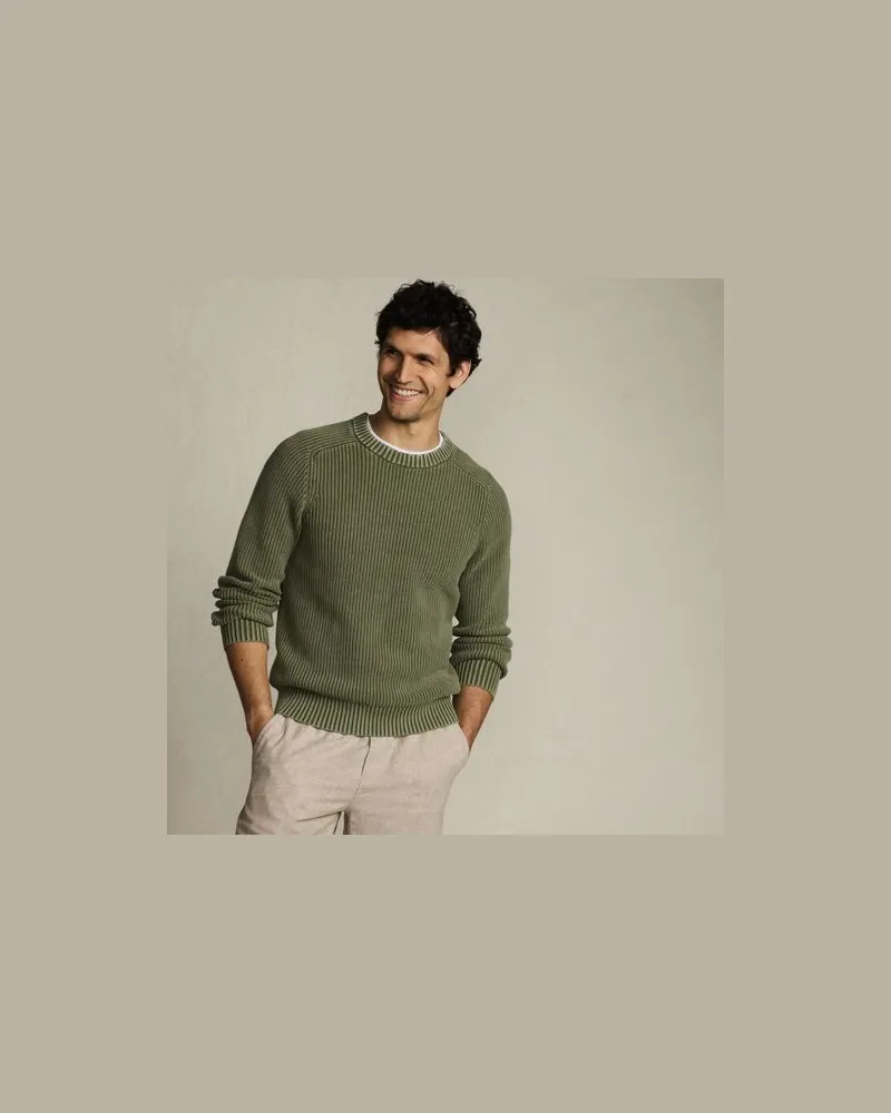 Lands' End DRIFTER Pullover im Shaker-Rippstrick, Herren, Größe:44-46 regular, Grün, Baumwolle, by Grün