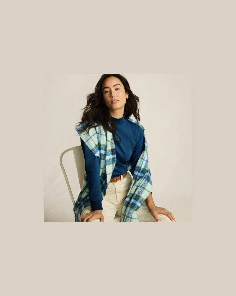 Lands' End Stehkragen-Shirt, Damen, Größe petite, Blau, Baumwolle, by Blau