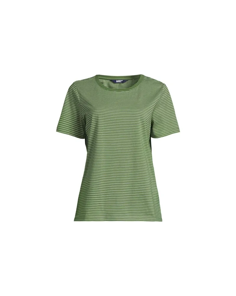 Lands' End Supima T-Shirt mit Rundhalsausschnitt, Damen, Größe regular, Grün, Baumwolle, by Grün