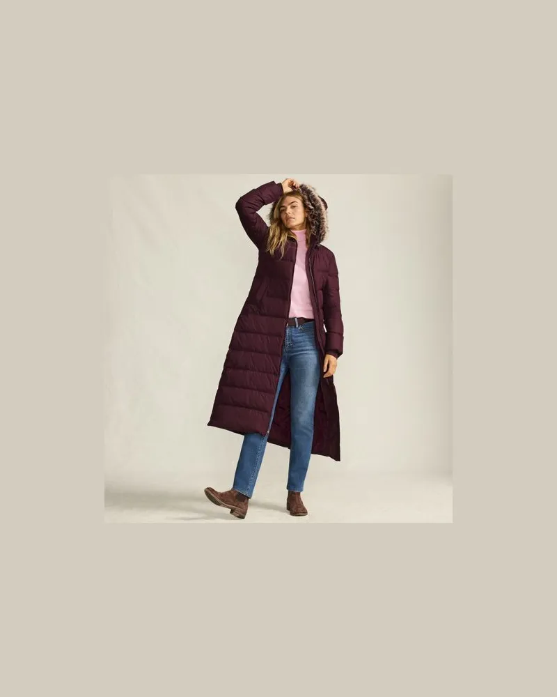 Lands' End Maxi-Daunenmantel mit Kapuze, Damen, Größe:44-46 regular, Rot, Polyester, by Rot