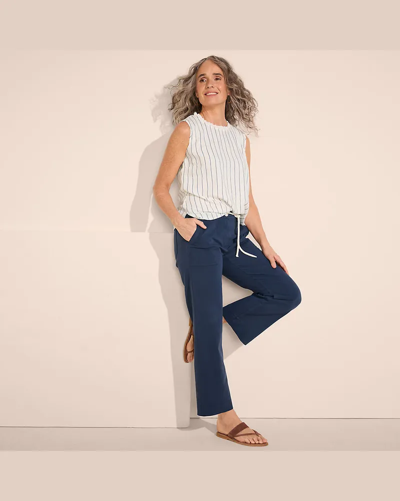 Lands' End Straight Fit 7/8-Chinos, Damen, Größe regular, Blau, Baumwolle/Lyocell (Viskose)/Baumwoll-Mischung, by Blau