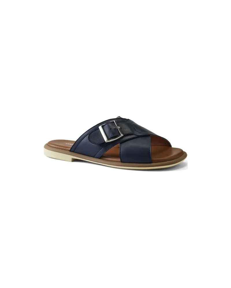 Lands' End Lederpantoletten, Damen, Größe regular, Blau, Leder, by Blau