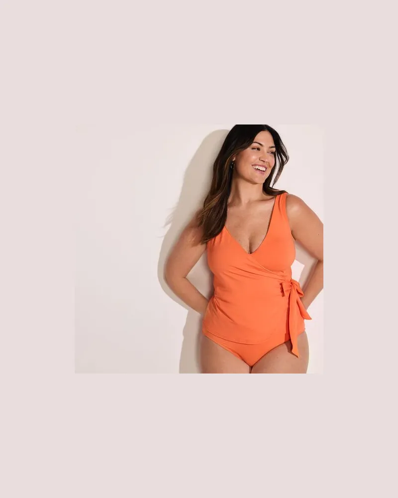Lands' End Tankini-Top mit seitlichem Bindeband, Damen, Größe plus, Orange, Elasthan/Polyester-Mischung/Nylon-Mischung, by Orange