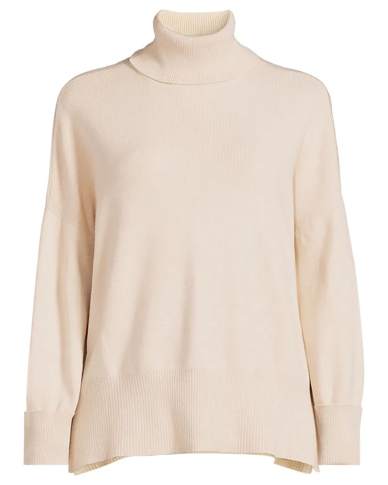 Lands' End Relaxter Rollkragenpullover, Damen, Größe regular, Beige, Polyester/Nylon/Polyester-Mischung, by Beige