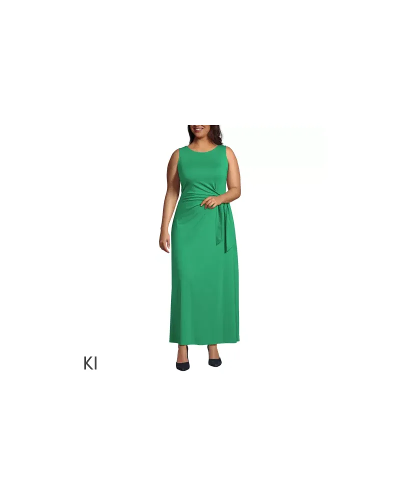 Lands' End Maxikleid aus Baumwolle/Modal mit Bindeband, Damen, Größe plus, Grün, Baumwolle Modal, by Grün