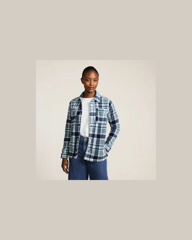 Lands' End Anyweather™ Fleece-Hemdjacke, Damen, Größe regular, Blau, Polyester, by Blau