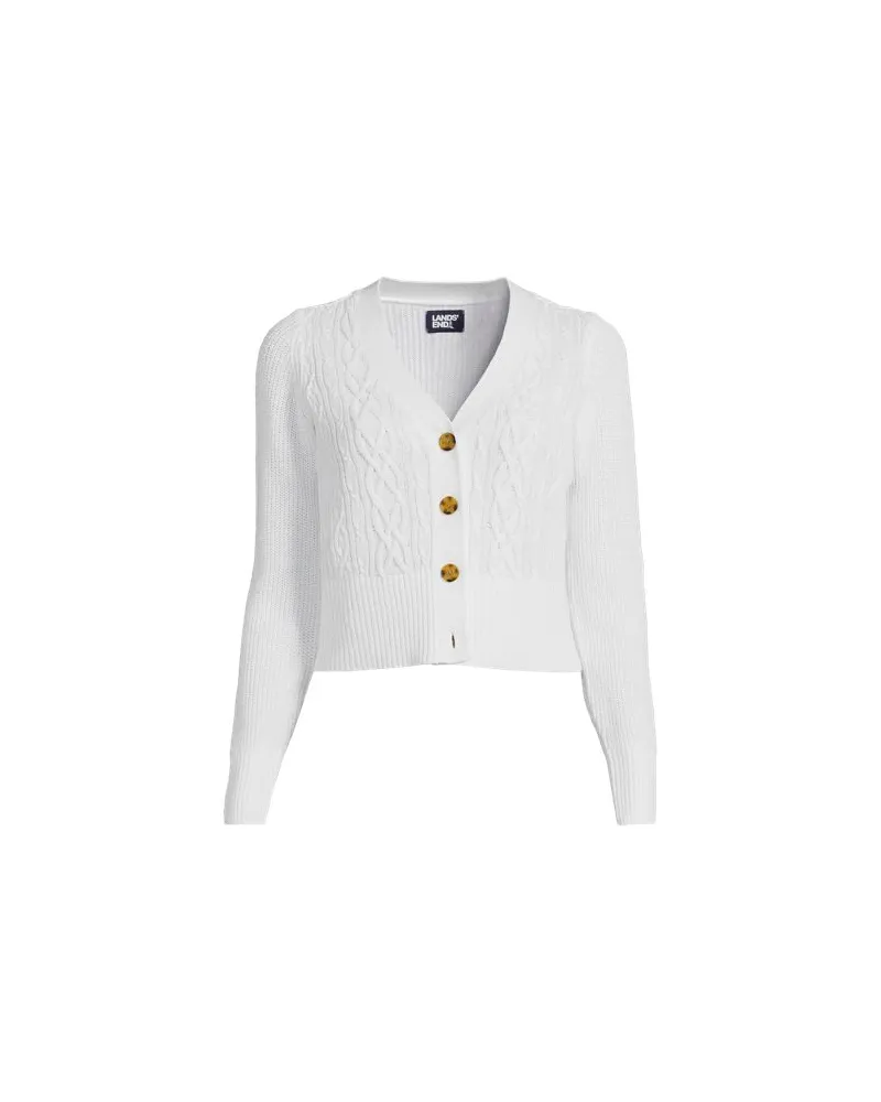 Lands' End Cardigan aus Leinenmix, Damen, Größe plus, Weiß, by Weiß