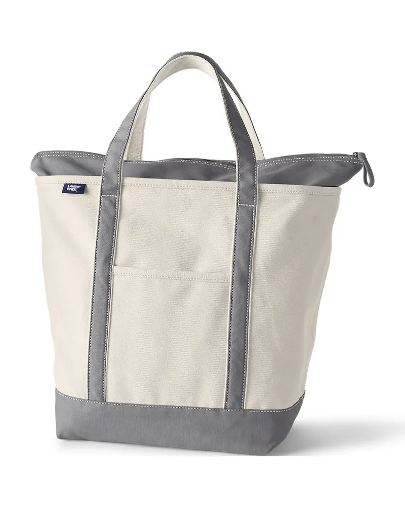 Lands' End Große Canvastasche mit Reißverschluss, Damen, Größe:null regular, Weiß, Baumwolle, by Weiß