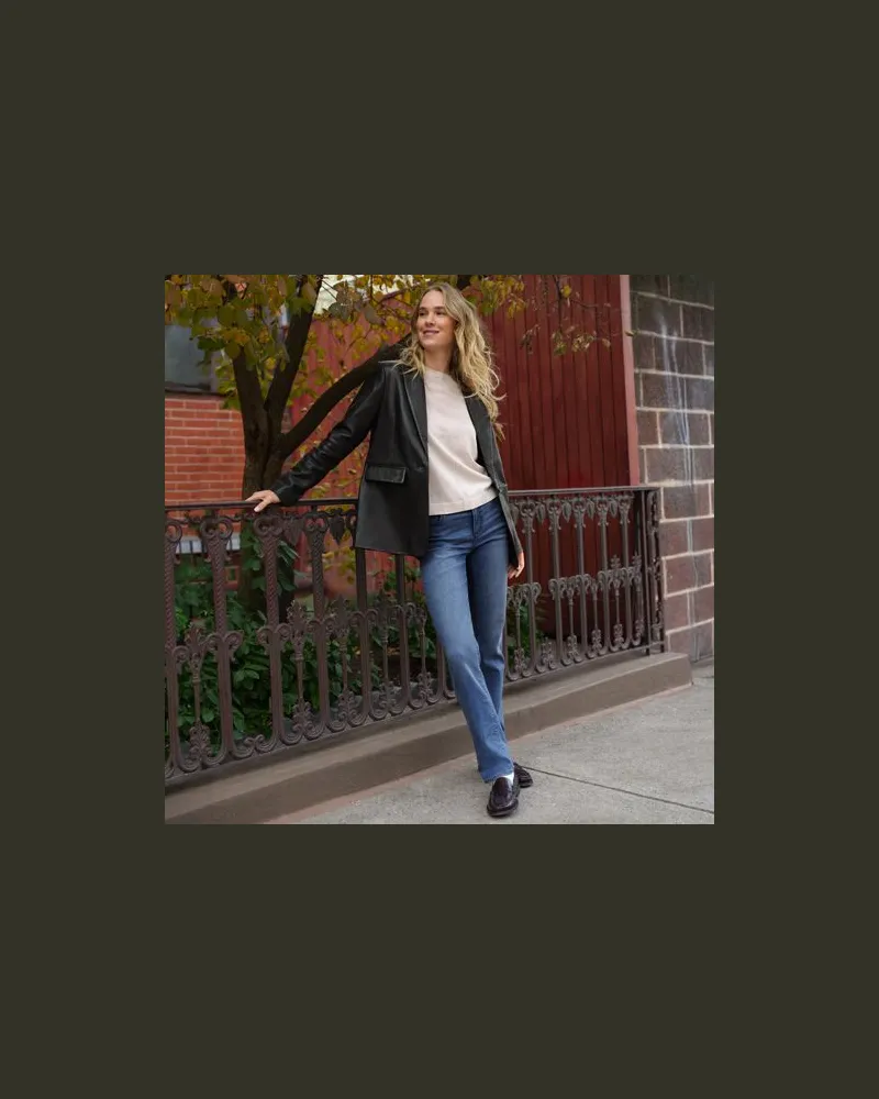 Lands' End Straight Fit Recover Jeans Mid Waist, Damen, Größe regular, Blau, Elasthan/Baumwoll-Mischung/Polyester-Mischung, by Blau