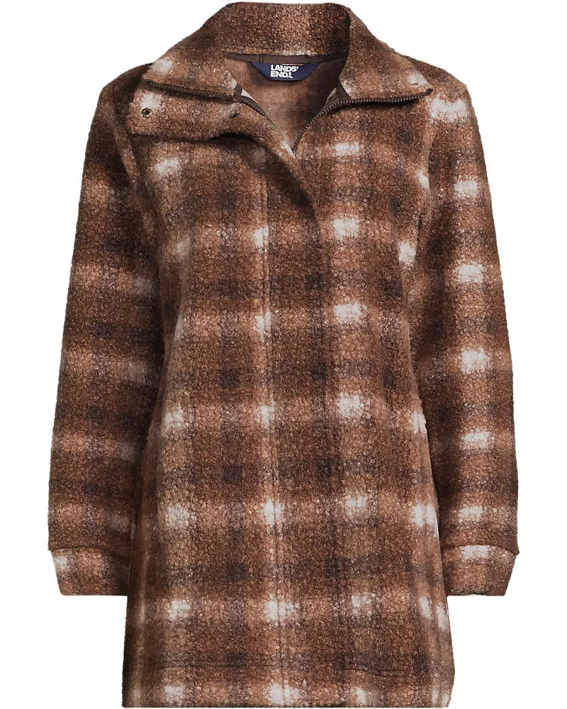 Lands' End Gemusterte Bouclé-Jacke, Damen, Größe plus, Braun, Polyester, by Braun