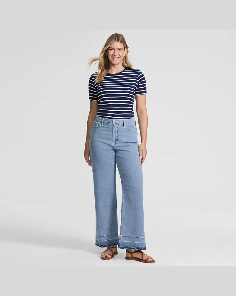 Lands' End Recover Jeans High Waist mit weitem Bein, Damen, Größe regular, Blau, by Blau