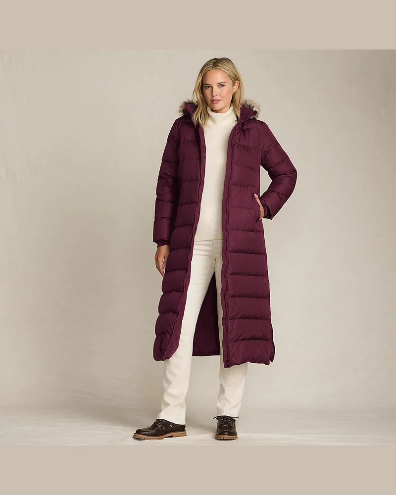 Lands' End Maxi-Daunenmantel mit Kapuze, Damen, Größe plus, Rot, Polyester, by Rot