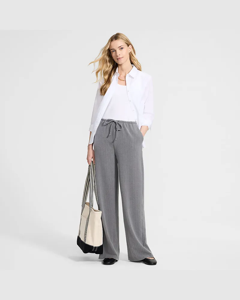 Lands' End Flanell-Anzughose, Damen, Größe regular, Grau, Elasthan/Polyester/Kunstseide, by Grau