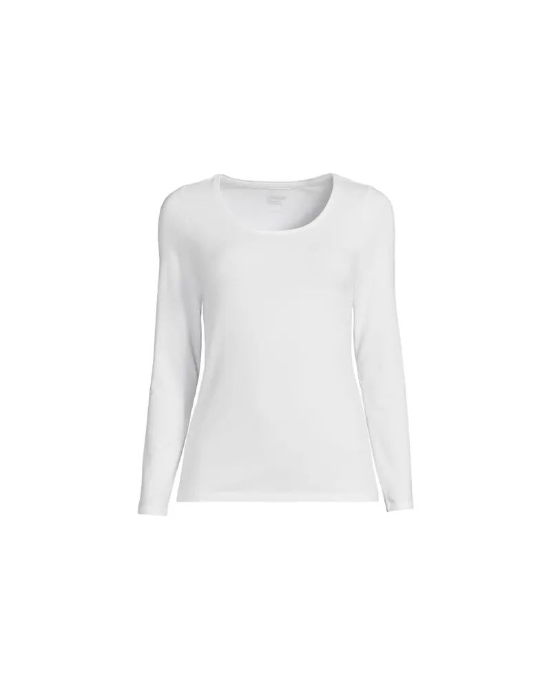 Lands' End Baumwolle/Modal-Shirt mit Ballett-Ausschnitt, Damen, Größe plus, Weiß, Baumwolle Modal, by Weiß