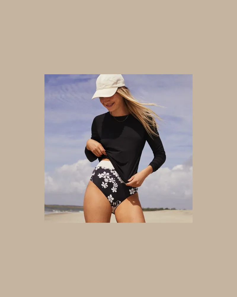 Lands' End Wendbare Bikinihose mit extra hohem Beinausschnitt, High Waist, Damen, Größe:40-42 regular, Schwarz, Elasthan/Polyester, by Schwarz