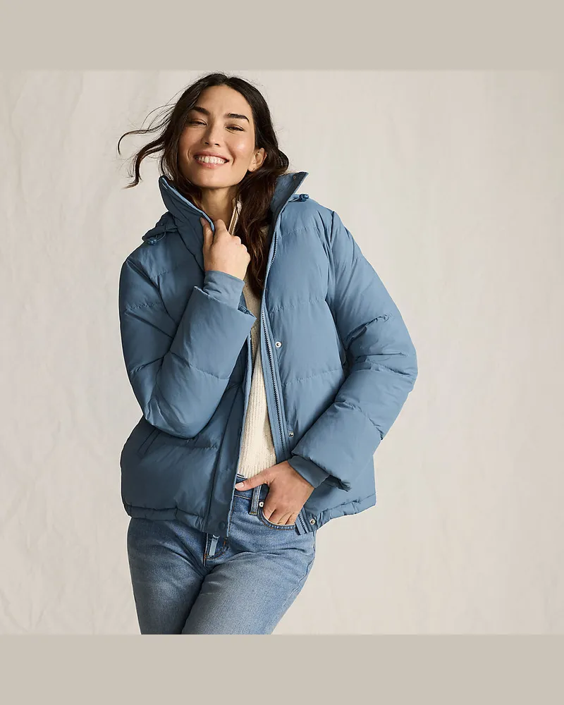 Lands' End Wasserabweisende Daunenjacke, Damen, Größe regular, Blau, Nylon, by Blau