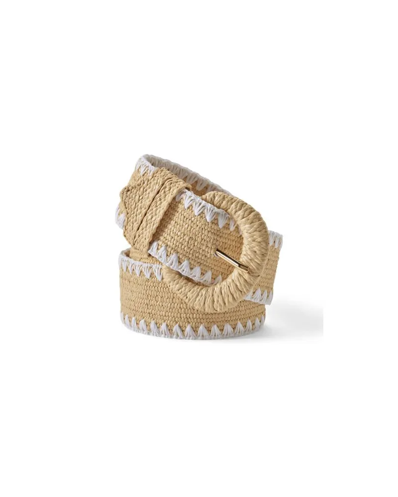 Lands' End Raffia-Gürtel, Damen, Größe regular, Weiß, by Weiß