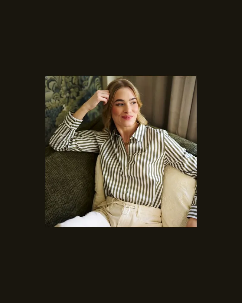 Lands' End Bügelfreie Baumwoll-Bluse, Damen, Größe plus, Grün, Baumwolle, by Grün