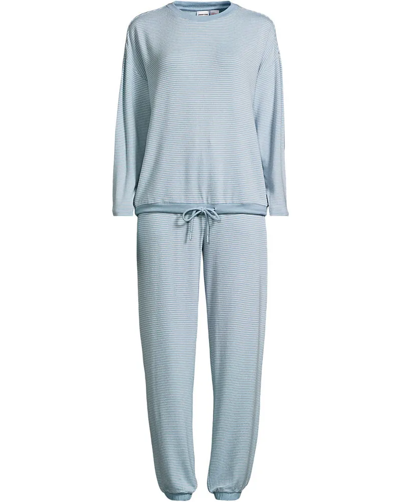 Lands' End Silky Knit Lounge-Set, Damen, Größe plus, Blau, Polyester/Viskose/Polyester-Mischung, by Blau