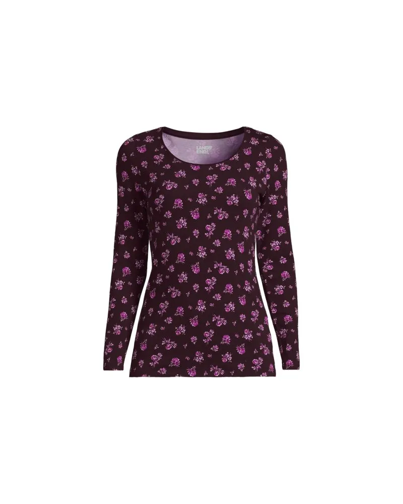 Lands' End Baumwolle/Modal-Shirt mit Ballett-Ausschnitt, Damen, Größe plus, Rot, Baumwolle Modal, by Rot