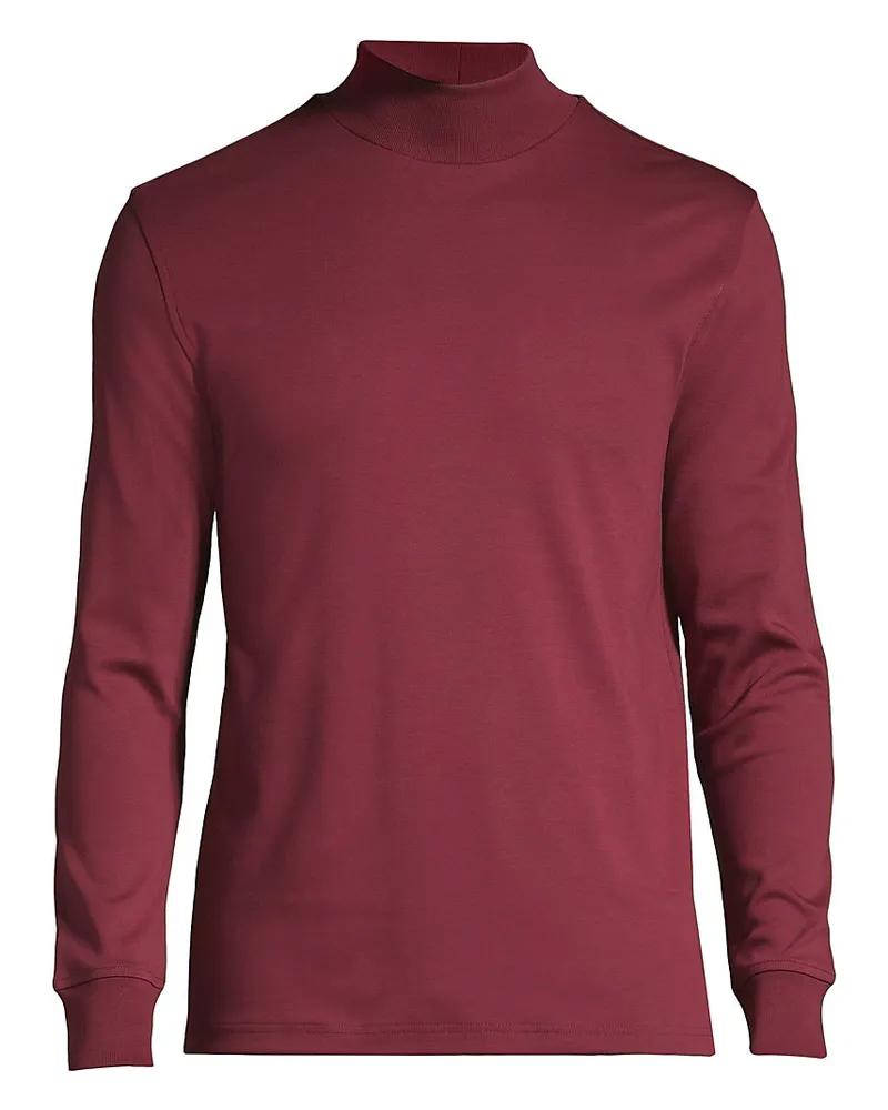 Lands' End Supima Stehbundshirt, Classic Fit, Herren, Größe regular, Rot, Baumwolle, by Rot