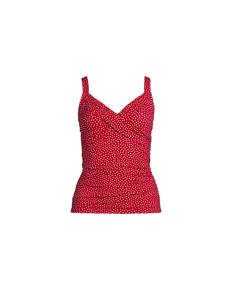 Lands' End Tankinitop CHLORRESISTENT mit V-Ausschnitt, Damen, Größe regular, Rot, Nylon-Mischung, by Rot