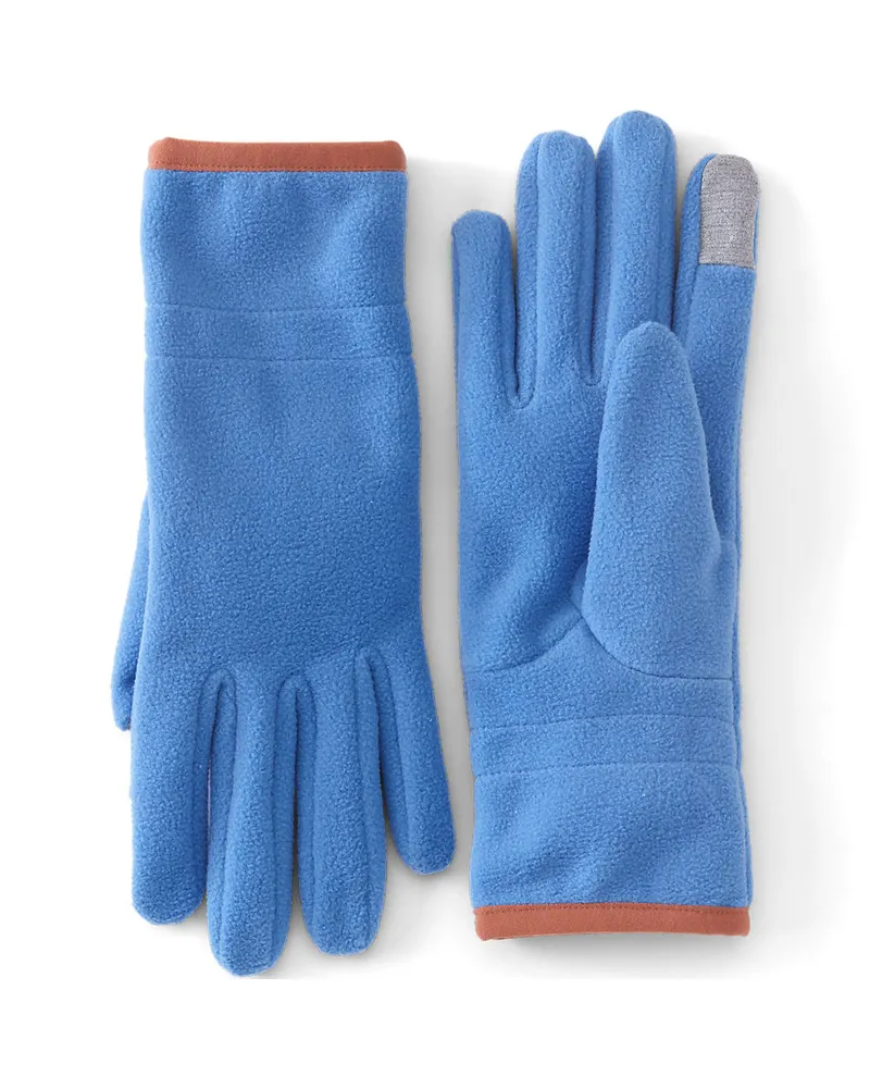 Lands' End Wasserabweisende Anyweather Fleece-Handschuhe, Damen, Größe regular, Blau, Polyester, by Blau